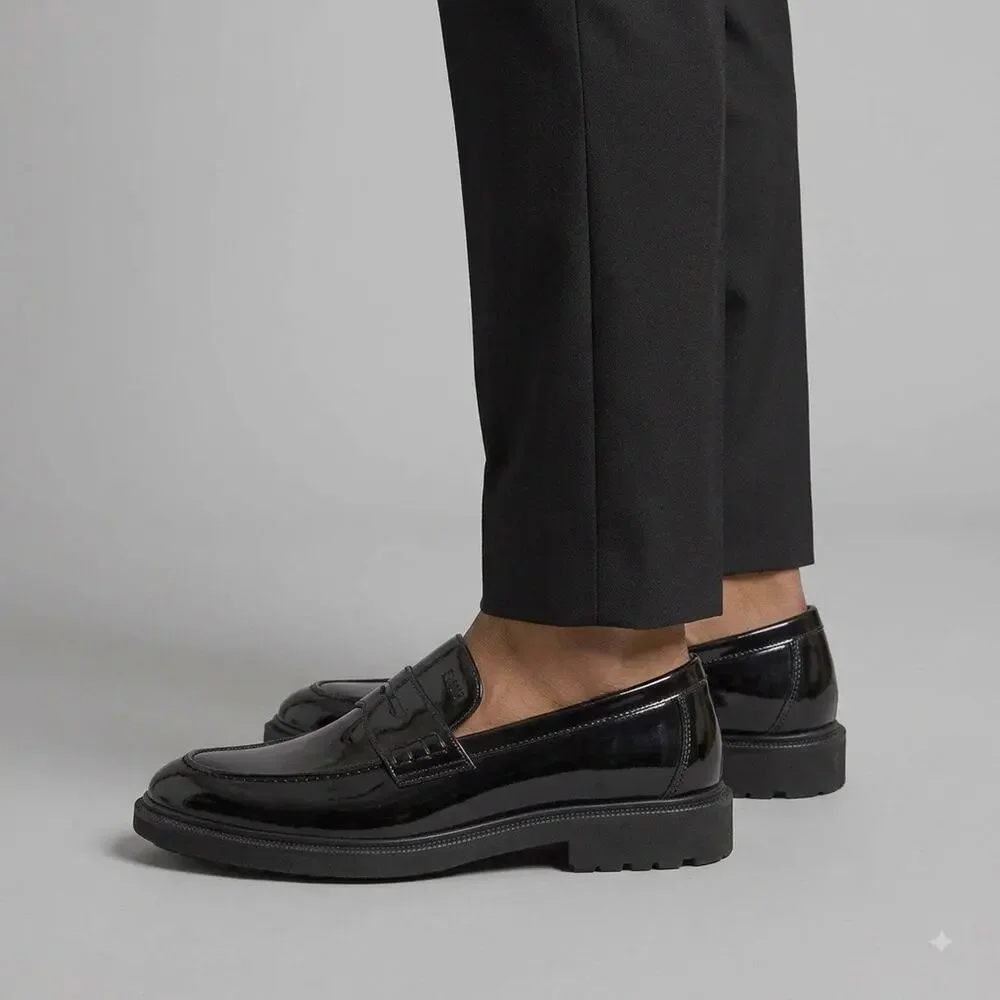 BOSS Black Patent Leather Penny Loafers Dress Shoes Size EU 41 / US 8